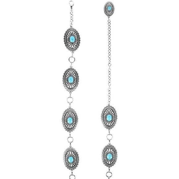 ARIAT Turquoise Concho Chain Belt - Ladies, Silver